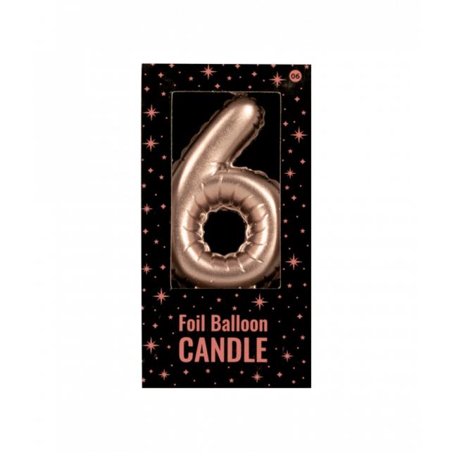 Folieballon cijfer kaars Rosé Goud 6