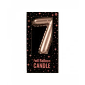 Folieballon cijfer kaars Rosé Goud 7 Folieballon cijfer kaars Rosé Goud 7