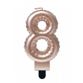 Folieballon cijfer kaars Rosé Goud 8