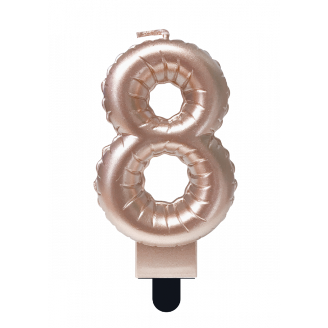 Folieballon cijfer kaars Rosé Goud 8