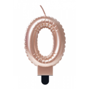 Folieballon cijfer kaars Rosé Goud 0