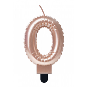 Folieballon cijfer kaars Rosé Goud 0