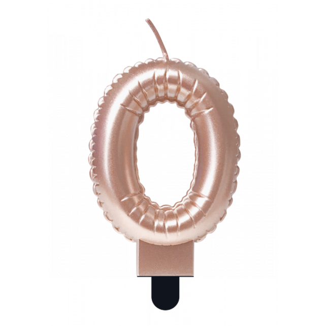 Folieballon cijfer kaars Rosé Goud 0