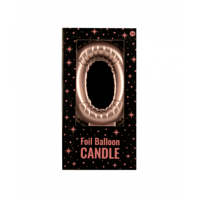 Folieballon cijfer kaars Rosé Goud 0