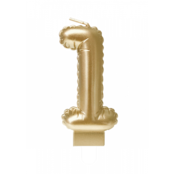 Folieballon cijfer kaars Goud 1