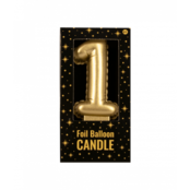 Folieballon cijfer kaars Goud 1