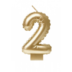 Folieballon cijfer kaars Goud 2