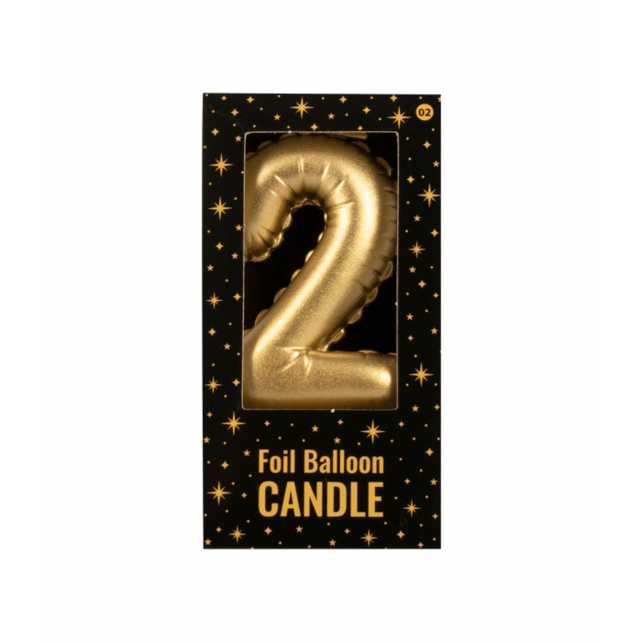 Folieballon cijfer kaars Goud 2