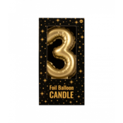 Folieballon cijfer kaars Goud 3