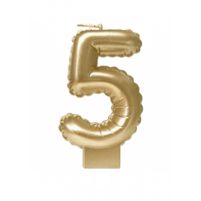 Folieballon cijfer kaars Goud 5