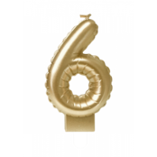 Folieballon cijfer kaars Goud 6