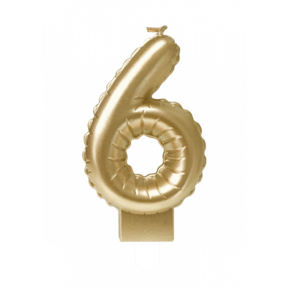 Folieballon cijfer kaars Goud 6