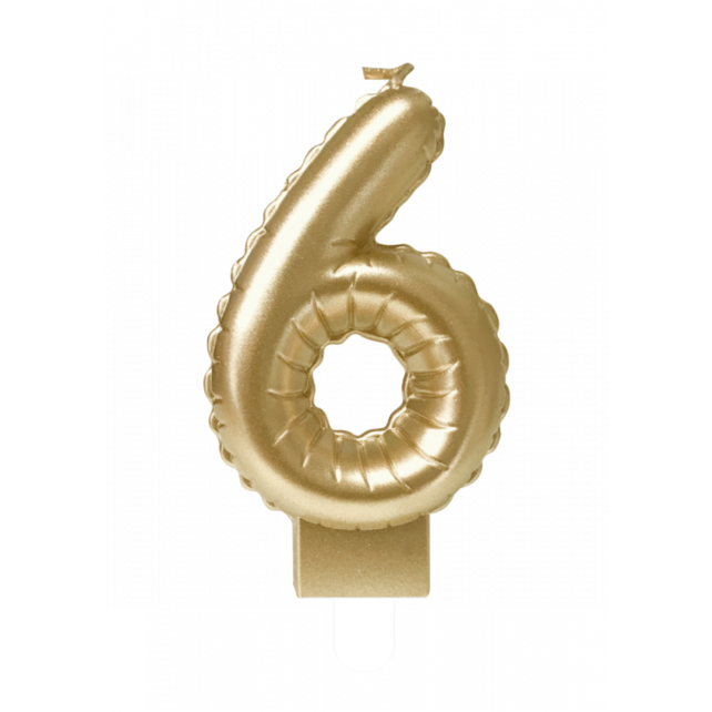Folieballon cijfer kaars Goud 6
