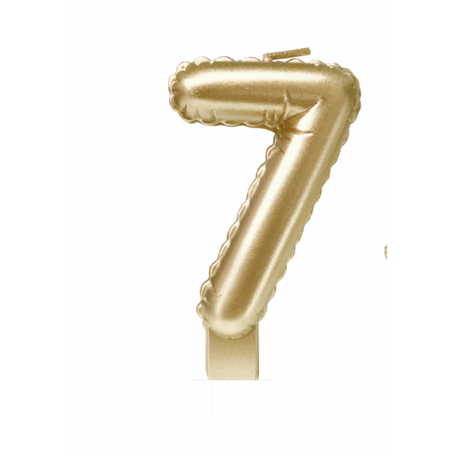 Folieballon cijfer kaars Goud 7