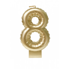 Folieballon cijfer kaars Goud 8