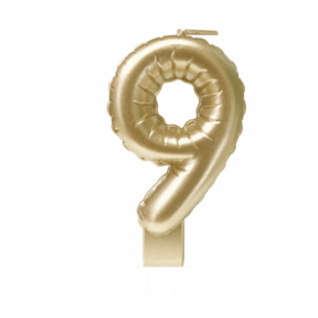 Folieballon cijfer kaars Goud 9