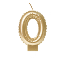 Folieballon cijfer kaars Goud 0