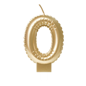 Folieballon cijfer kaars Goud 0