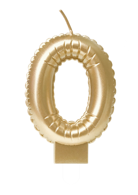 Folieballon cijfer kaars Goud 0