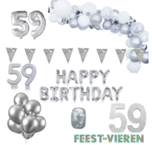 59 jaar Verjaardag Versiering Pakket Zilver XL
