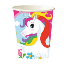 Papieren bekers Unicorn 8 stuks