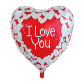 Folieballon I Love You Hart 92 Cm Rood/Wit