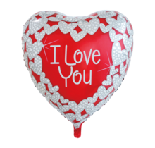 Folieballon I Love You Hart 92 Cm Rood/Wit