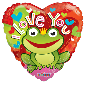 Folieballon I Love You hart kikker 46cm