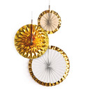 Fan decoratie Metallic Goud - 3 stuks