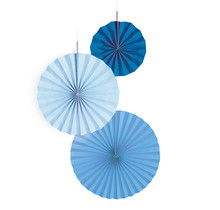 Fan decoratie Sky Blue - 3 stuks