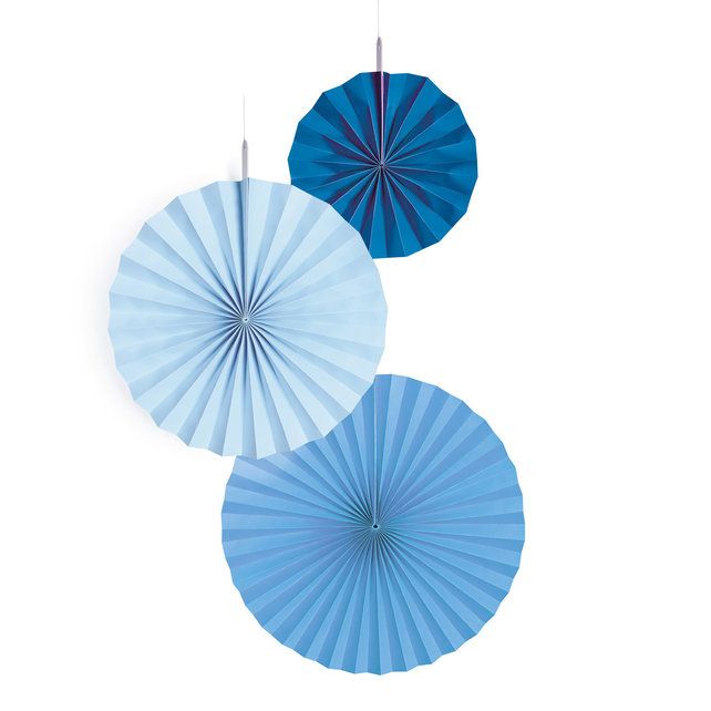 Fan decoratie Sky Blue - 3 stuks