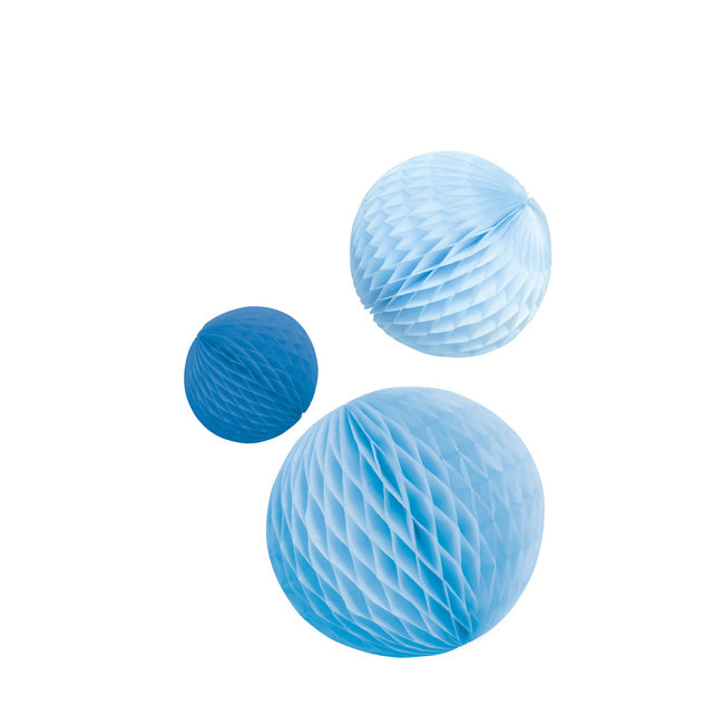 Honeycomb fandecoration Sky Blue 3 stuks