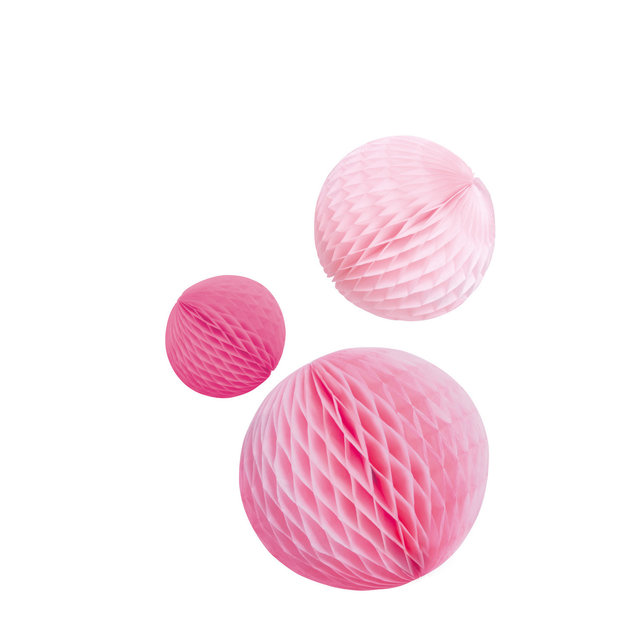 Honeycomb fandecoratie Hot Pink 3 stuks