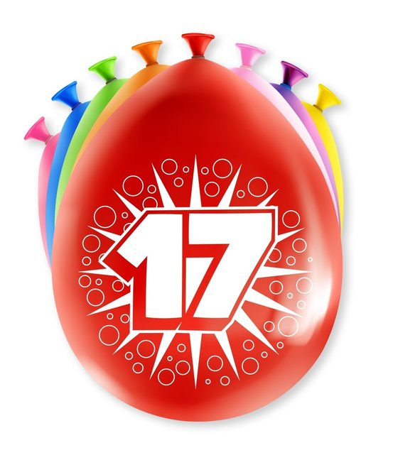 Happy party balloons - 17 jaar