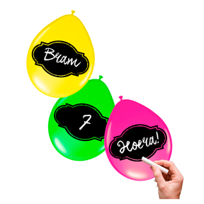 Beschrijfbare Ballonnen Neon Meerkleurig - 6 stuks
