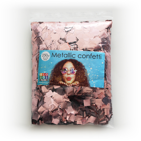 Metallic confetti rose goud vierkant