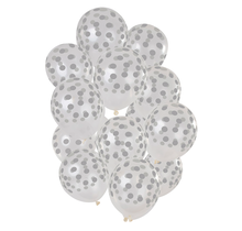 Ballonnen Stippen Zilverkleurig Transparant 30cm - 15 stuks
