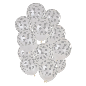 Ballonnen Stippen Zilverkleurig Transparant 30cm - 15 stuks