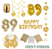 89 jaar Verjaardag Versiering Pakket Gold