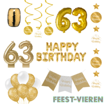 63 jaar Verjaardag Versiering Pakket Gold