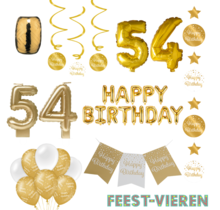 54 jaar Verjaardag Versiering Pakket Gold