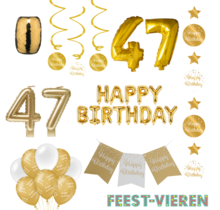 47 jaar Verjaardag Versiering Pakket Gold