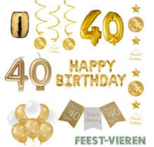 40 jaar Verjaardag Versiering Pakket Gold