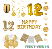 12 jaar Verjaardag Versiering Pakket Gold