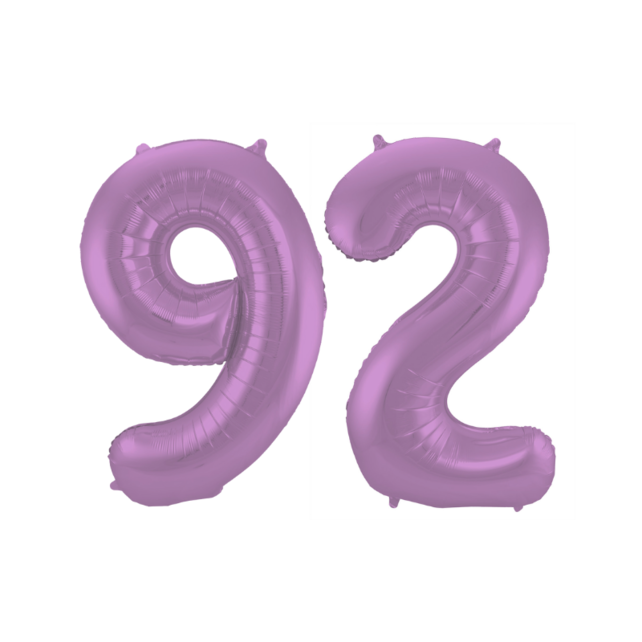 Folieballon 92 jaar metallic paars 86cm