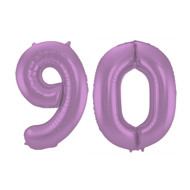 Folieballon 90 jaar metallic paars 86cm