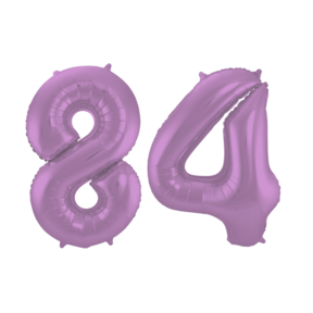 Folieballon 84 jaar metallic paars 86cm