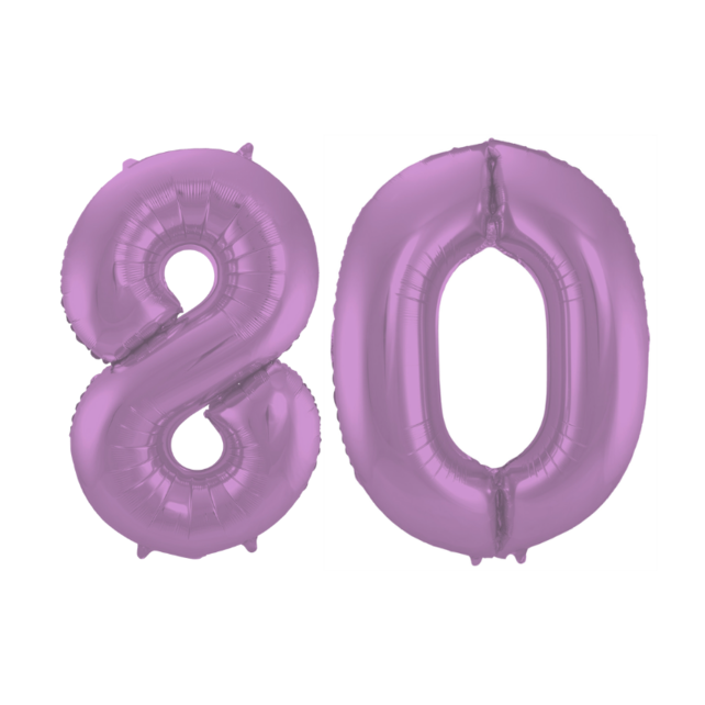 Folieballon 80 jaar metallic paars 86cm
