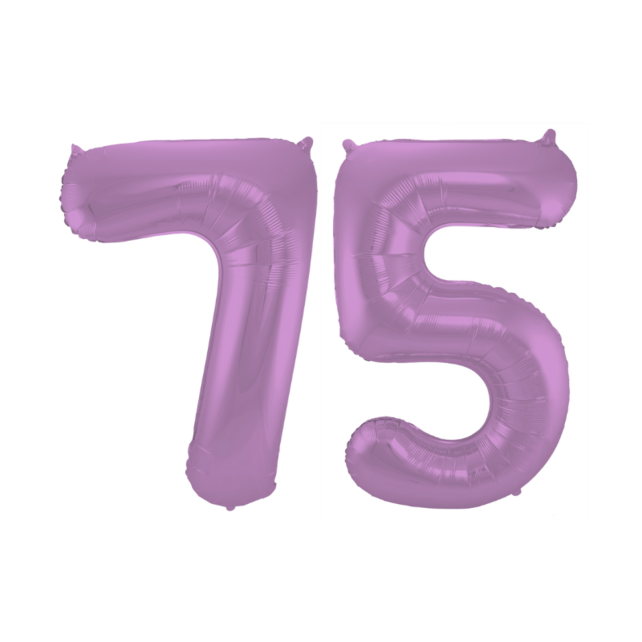 Folieballon 75 jaar metallic paars 86cm