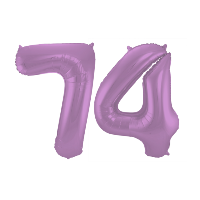 Folieballon 74 jaar metallic paars 86cm